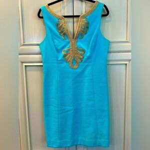 EUC - Lilly Pulitzer Janice Shift Dress, "Shorely Blue" Print, Women Size no. 10